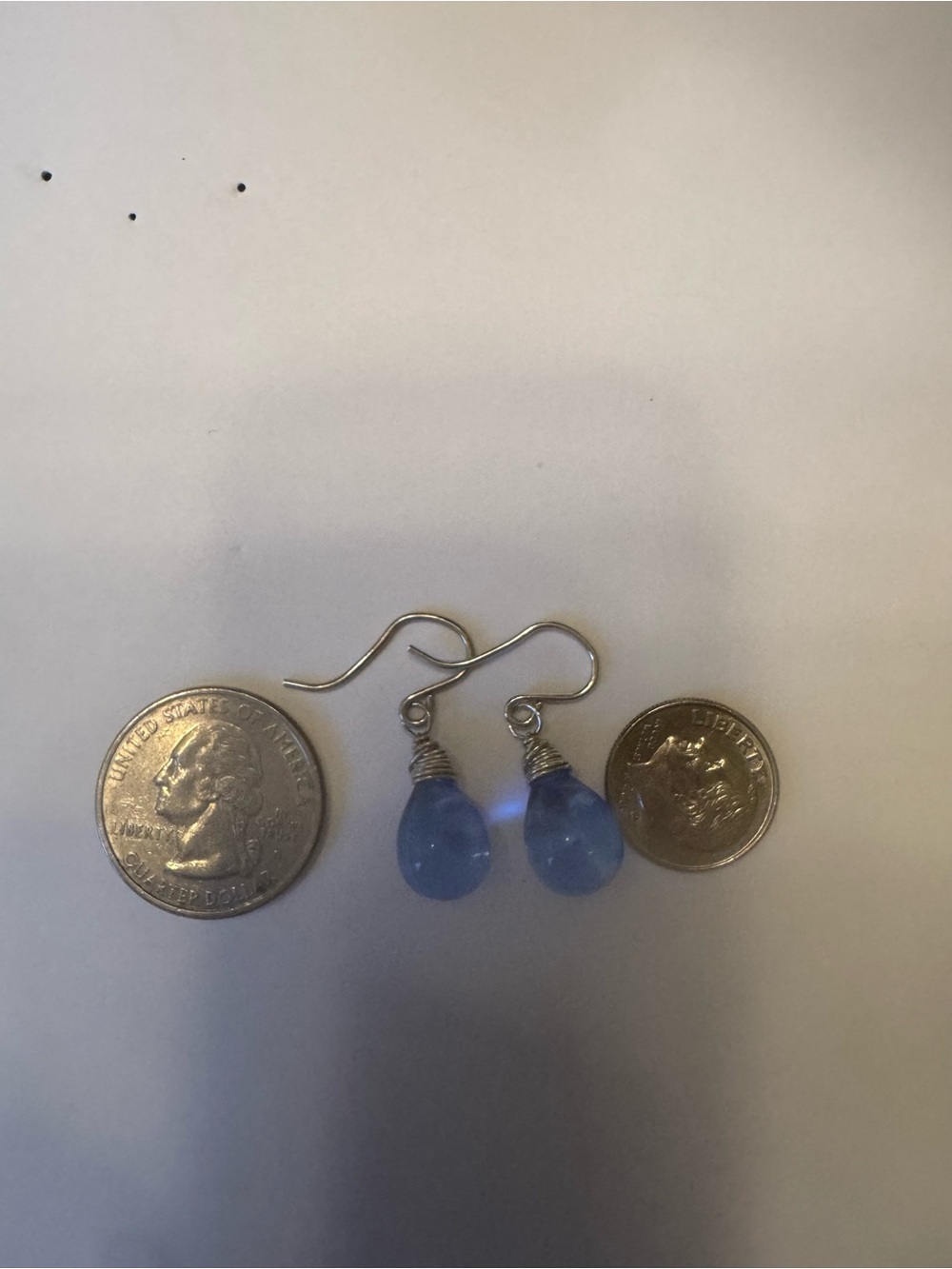 Handcrafted Blue Teardrop Wire-Wrapped Dangle Earrings